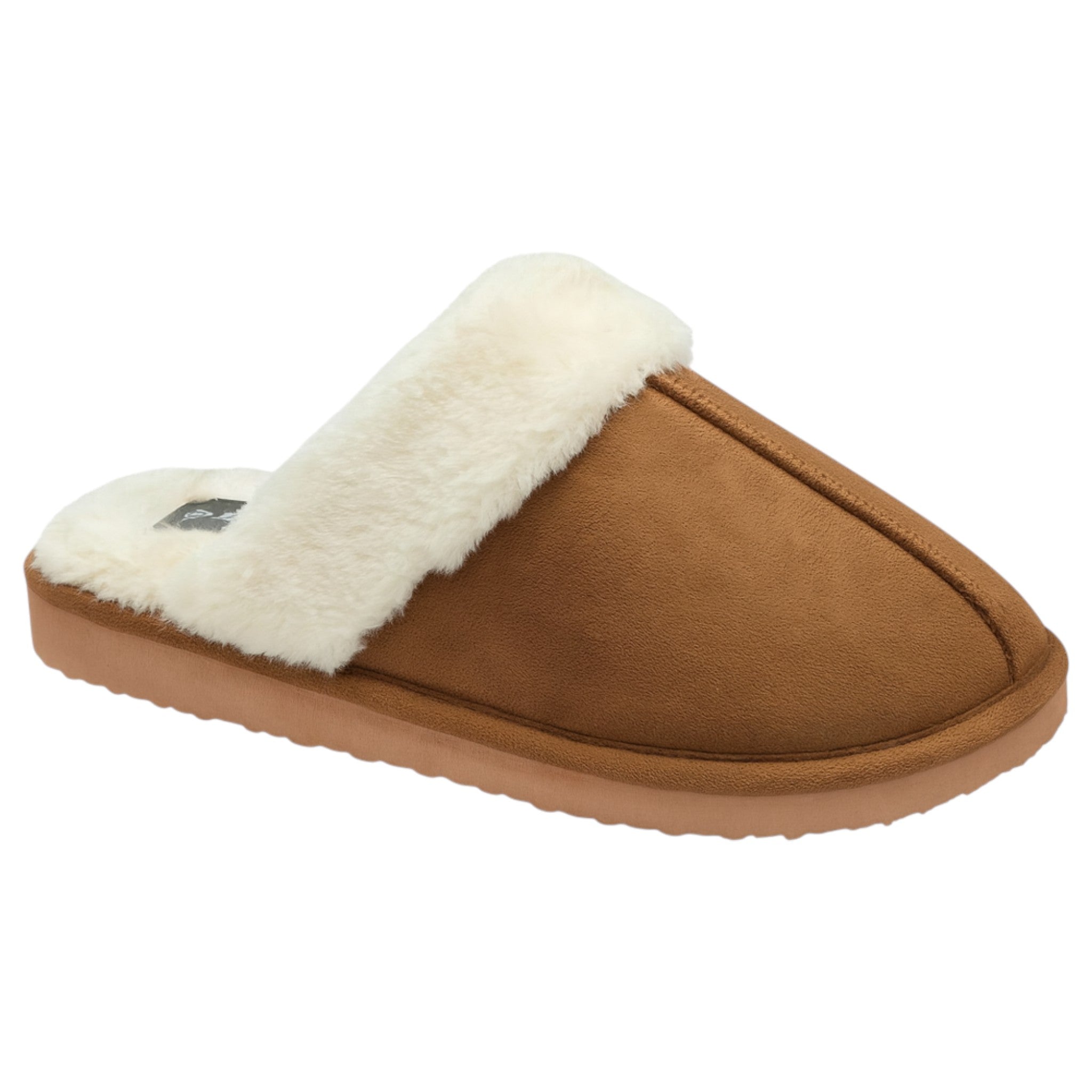 Ladies Dunlop footwear women’s mule slippers for indoor comfort with memory foam in chestnut